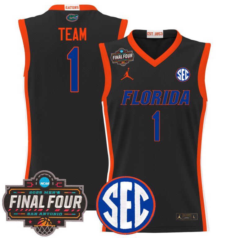 Men Florida Gators #1 Team black 2025 Final Four Patch NCAA Jersey->ncaa teams->NCAA Jersey